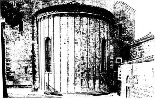 Above: APSE OF VERONA CATHEDRAL (12th cent.). Below: APSE OF THE PARISH CHURCH OF UTANA IN SARDINIA (13th cent.).