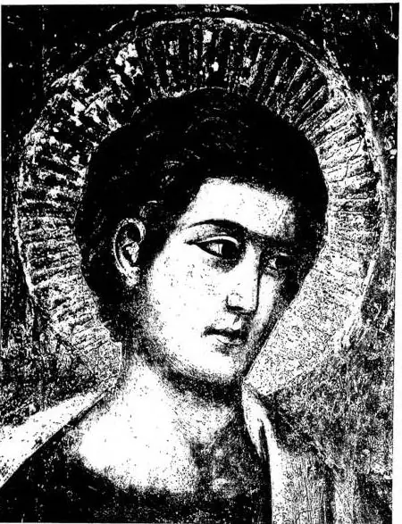 THE PROPHET ISAIAH by Michelangelo (1508-12) - Sistine Chapel. HEAD OF AN APOSTLE in the Last Judgment by Pietro Cavallini (14th cent.) - Rome, Monastery of S. Cecilia.