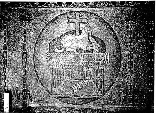 (de Muthier, I Montieri di Roma) DIVINE LAMB ON THE THRONE (ca. 530)
