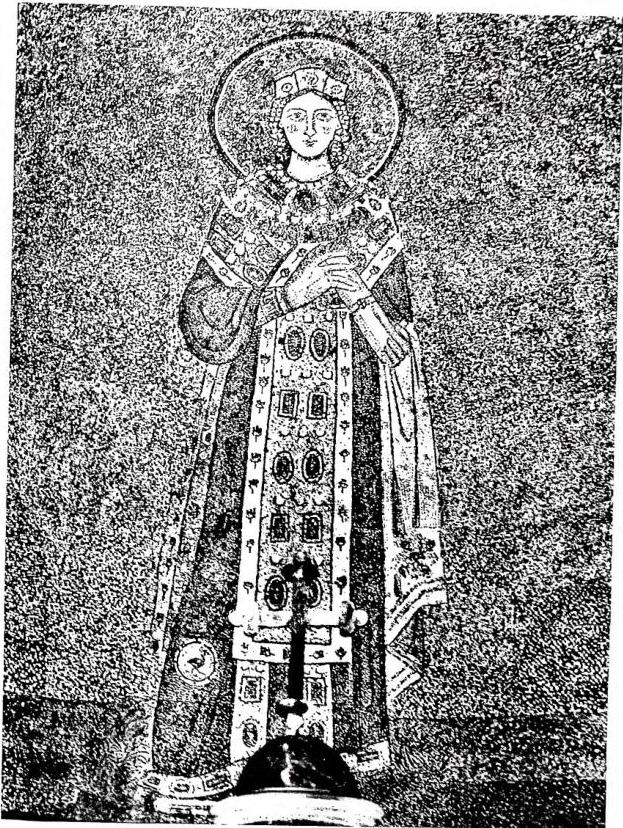 DETAIL OF THE APSE MOSAIC OF THE BASILICA (7th cent.)