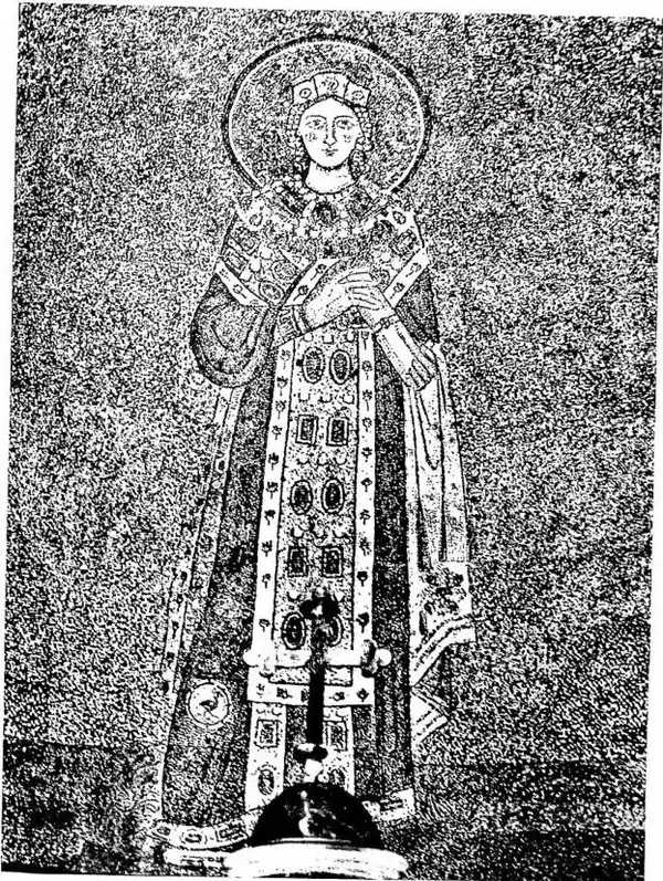PARTICOLARE DEL MUSAICO ABSIDALE DELLA BASILICA (sec. VII) Roma, S. Agnese fuori le mura.