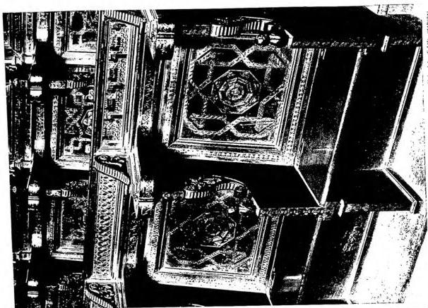 Left: CATHEDRAL FACADE (14th cent.). Right: CATHEDRAL CHOIR STALLS (16th cent.).