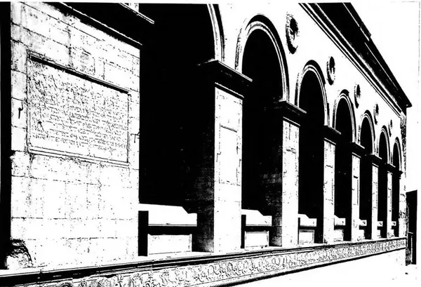 SIDE OF THE MALATESTA TEMPLE with the arks of the Humanists - Rimini.