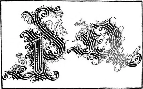 Letters P, Q from Vespasian, Calligraphia, Venice 1555.