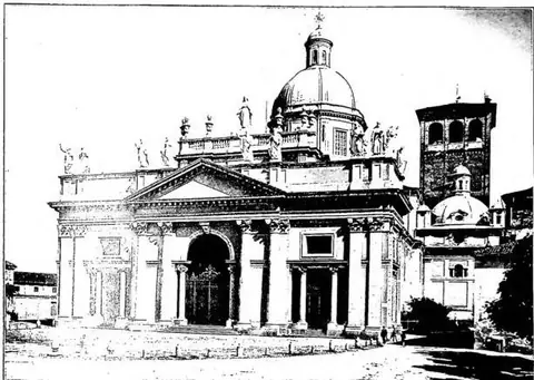 Facade of the cathedral of Vercelli (18th century).
