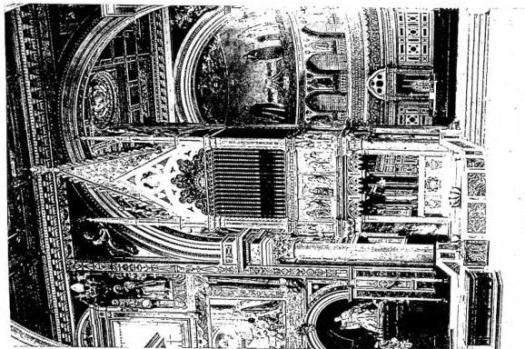 Left: PAPAL ALTAR OF THE BASILICA OF S. LORENZO FUORI LE MURA (1148) - Rome; right: PAPAL ALTAR OF THE BASILICA OF S. GIOVANNI IN LATERANO (14th cent.) restored under Pius IX (1851) - Rome.
