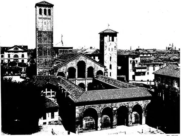 EXTERIOR OF THE BASILICA OF S. AMBROGIO (9th and 11th cent.) - Milan.