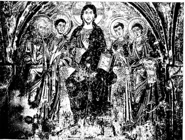 IL SALVATORE TRA SANTI Affresco nella cripta della Cattedrale (sec. XIII).