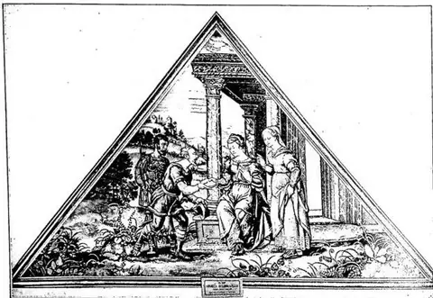 A. asked in marriage by David. 16th-century tapestry. - Florence, Pal. Pitti.