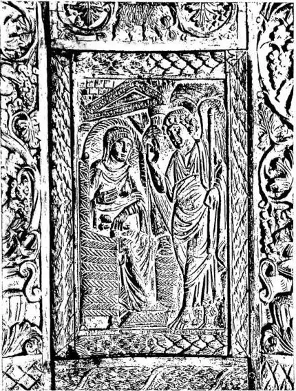 Left: Detail of the ivory cathedra of Maximian (6th cent.) - Ravenna, Archiepiscopal Palace; right: Detail of the bronze door of St. Ranieri, work by Bonanno Pisano (ca. 1180) - Pisa, Cathedral.