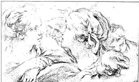 Study of heads. Drawing in the H. Oppenheimer collection in London.