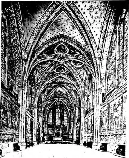 Left: INTERIOR OF THE UPPER CHURCH OF ST. FRANCIS, consecrated in 1253. Right: INTERIOR OF THE CHURCH OF ST. PETER (14th cent.).
