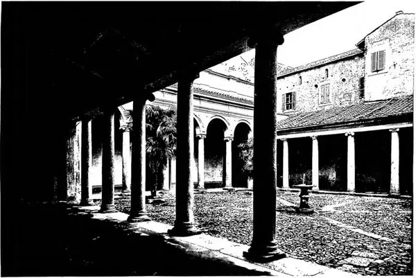ATRIUM OF THE BASILICA OF ST. CLEMENT rebuilt in the early 12th cent. with modern restorations - Rome.