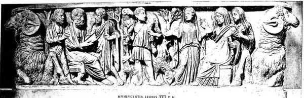 Above: SARCOPHAGUS WITH SCENES FROM THE LIFE OF JONAH and other events of the Old and New Testament (4th cent.). Rome, Christian Museum of the Lateran. Below: SARCOPHAGUS WITH THE GOOD SHEPHERD AND SCENES OF CATECHESIS (early 3rd cent.). Rome, Christian Museum of the Lateran.