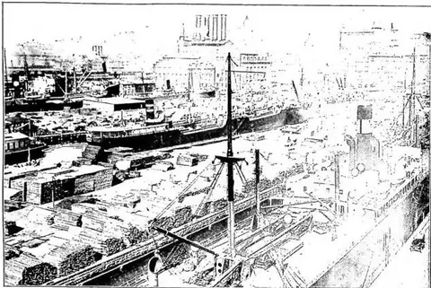 Lumber dock in the commercial harbor.