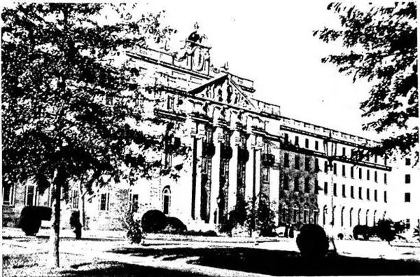Above: MODERN SEMINARY OF S. SULPIZIO. Below: CATHEDRAL OF BALTIMORE. Drawing by P. S. Dolice (1904).
