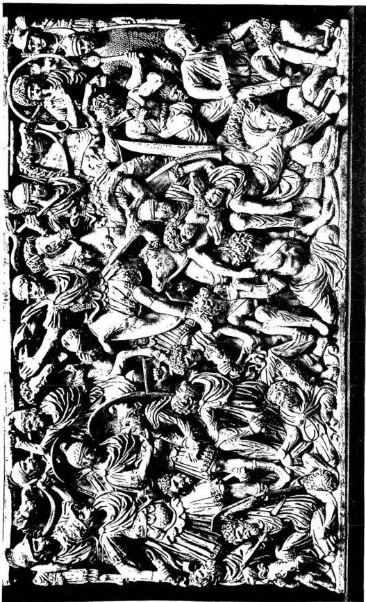 SARCOPHAGUS WITH BATTLE BETWEEN ROMANS AND BARBARIANS, PERHAPS DACIANS