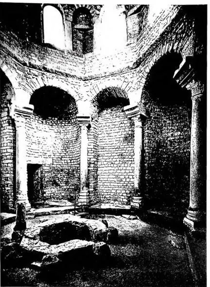 Left: INTERIOR OF THE BAPTISTERY OF THE CATHEDRAL OF FRÉJUS (5th cent.). Right: INTERIOR OF THE BAPTISTERY OF PARMA. Work by B. Antelami, begun in 1196.