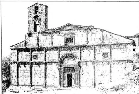 Facade of the church of S. Giusta. The portal is from 1238.