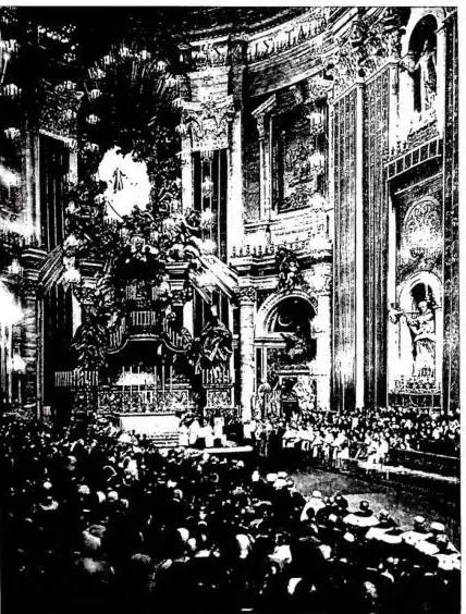 Left: BEATIFICATION OF CONTARDO FERRINI (13 Apr. 1947). Morning ceremony, with the S. Congregazione dei Riti and the Capitolo Vaticano present, moment of the «Te Deum». Right: BEATIFICATION OF MARIA GORETTI (27 Apr. 1947). Singing of the hymn in honour of the blessed during the evening ceremony with