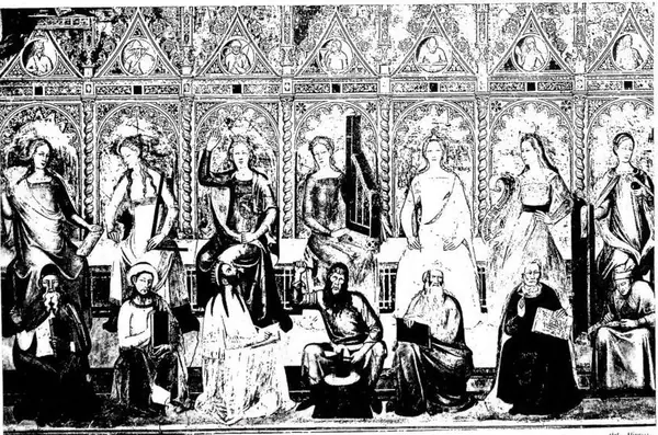 Int. Attore detail of the Allegory of the Catholic Religion, fresco by Andrea Buonaiuti (1365). Florence, S. Maria Novella, Spanish Chapel.