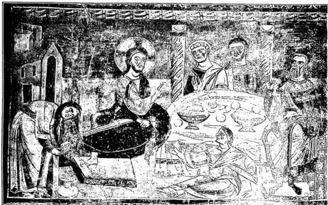 Jesus and the Sinner. Fresco in the central nave of the church of S. Angelo in Formis (11th century).