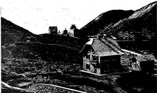 Above: VIEW OF THE HOSPICE OF LITTLE ST. BERNARD AND OF THE CHANOUSIA, with the Savoy Alps in the background. Below: VIEW OF THE HOSPICE OF GREAT ST. BERNARD AND OF THE LAKE with the Vélan (m. 3765) and the Grand-Combie (m. 4317) in the background.