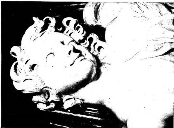 Left: ECSTASY OF ST. TERESA, detail - Rome, church of S. Maria della Vittoria.