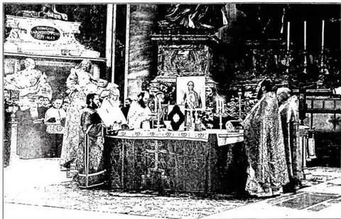 Solemn Pontifical Mass in St. Peter's for the centenary of the conversion of St. Vladimir (May 21, 1939). Between the Consecration and the Communion.