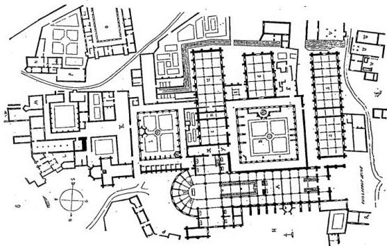 Left: GENERAL PLAN OF THE ABBEY. Right: PLAN OF THE CLOISTRAL BUILDINGS.