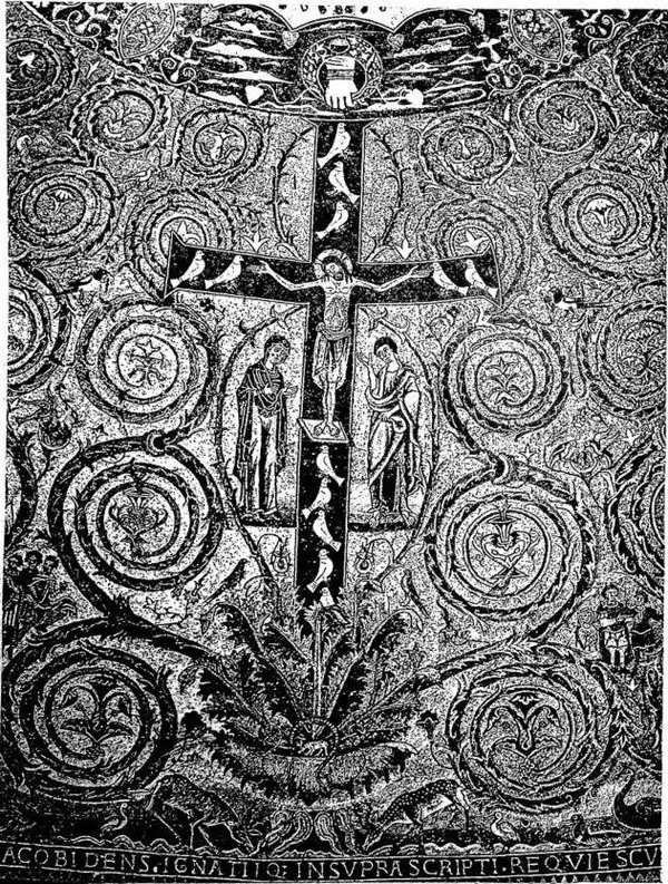 ALBERO DELLA CROCE. Particolare del musaico nel catino dell'abside di S. Clemente (sec. XII) - Roma, basilica di S. Clemente.