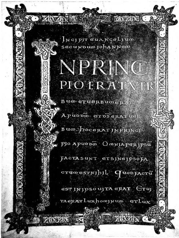 CODEX WITTECHINDEUS CONTAINING THE GOSPELS, illuminated at Fulda (9th-10th cent.). Beginning of the Gospel of St. John - Berlin, State Library, cod. lat. Theol. fol. I.