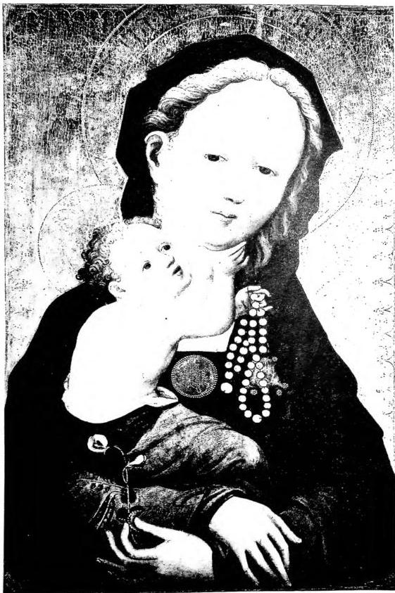 MADONNA WITH THE BEAN FLOWER by the Master of Cologne (ca. 1410) - Cologne, Gallery.