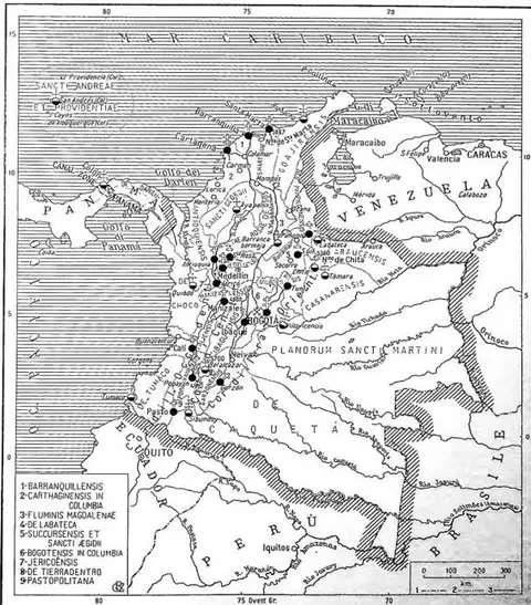 1. state border; 2. border of ecclesiastical circumscription; 3. railways.
