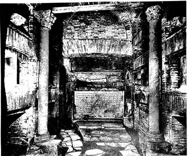 (Int. Pont. Commission of Sacred Archaeology) CRYPT OF THE POPES, built in the 3rd cent. and restored by Pope Damasus (366-84) - Rome, cemetery of S. Callisto.