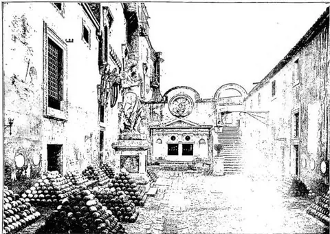 Courtyard known as "Delle palle" with the marble angel by Giacomo della Porta, placed in the 16th century on the top of the Castle.