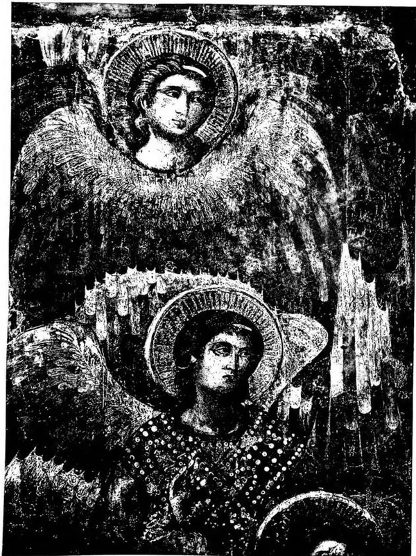 ANGELS. Detail of the fresco of the Last Judgment - Rome, monastery of S. Cecilia in Trastevere.