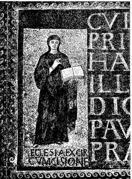 (Id. Allen) THE ECCLESIA EX CIRCUMCISIONE AND THE ECCLESIA EX GENTIBUS. Detail of the mosaic executed under the pontificate of Celestine I (422-32) - Rome, basilica of S. Sabina, inner wall, above the central door.
