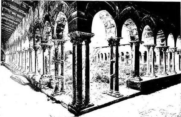 Above: CLOISTER OF THE CATHEDRAL OF CEFALÙ (first half of the 12th cent.). Below: CLOISTER OF SORIA, church of S. Pietro (ca. 1200) - Spain.