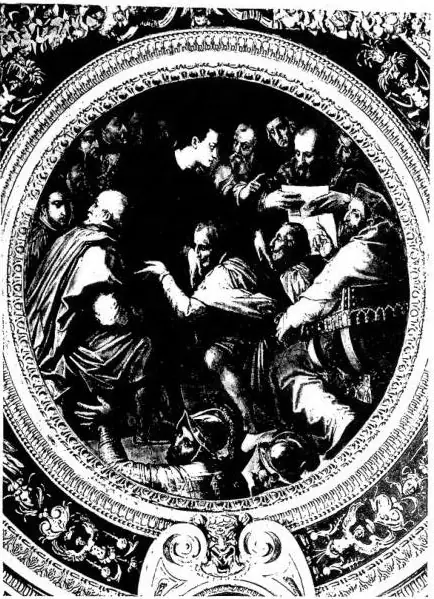 A sinistra: IL CARD. INNOCENZO CIBO nella scena di Cosimo 1, creato duca di Firenze. Affresco di G. Vasari e palazzo Vecchio (sec. XVI) - Firenze. A destra: SEPOLCRO DEL CARD. A. CIBO. Opera di C. Fontana (sec. XVII) - Roma, chiesa di S. Maria del Popolo.