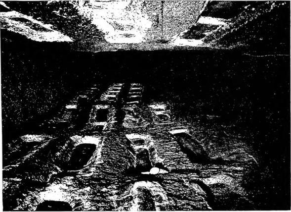 Left: STAIRCASE GIVING ACCESS TO THE 2ND FLOOR OF THE CEMETERY OF PANFILO (3rd-4th cent.) - Rome. Right: GALLERY WITH INTACT LOCULI (late 3rd cent.) - Rome, cemetery of Panfilo.