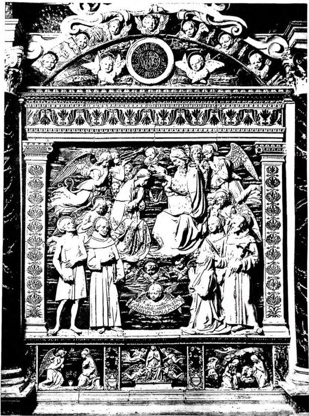 GLAZED TERRACOTTA ALTARPIECE.