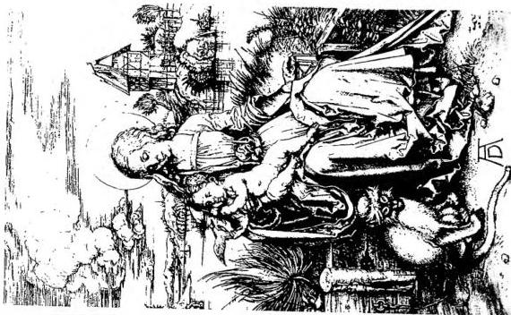Left: THE NATIVITY. Central part of the so-called Paumgärtner-Altar - Munich, Alte Pinakothek.