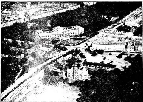 Aerial view. Rosenborg Castle, which houses the Royal collections and the State Art Museum.