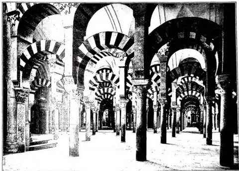 Interior of the Mosque, begun in 785, enlarged in the 10th century, transformed into a church in 1523.