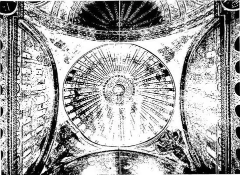 Above: INTERIOR OF THE DOME OF THE CHURCH OF HAGIA SOPHIA.