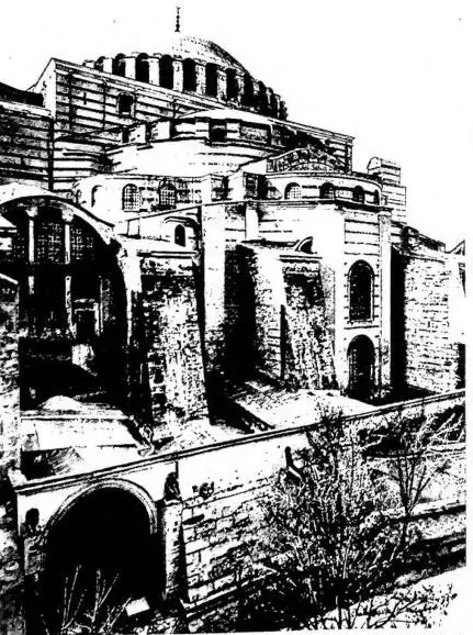 INTERIOR OF HAGIA SOPHIA EASTERN EXTERIOR OF THE CHURCH OF HAGIA SOPHIA.