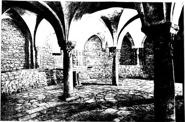 Above: CRYPT OF THE CATHEDRAL OF VICH (10th-11th cent.) - Spain. Below: CRYPT OF THE CHURCH OF ST. PETER AT TUSCANIA (12th cent.).