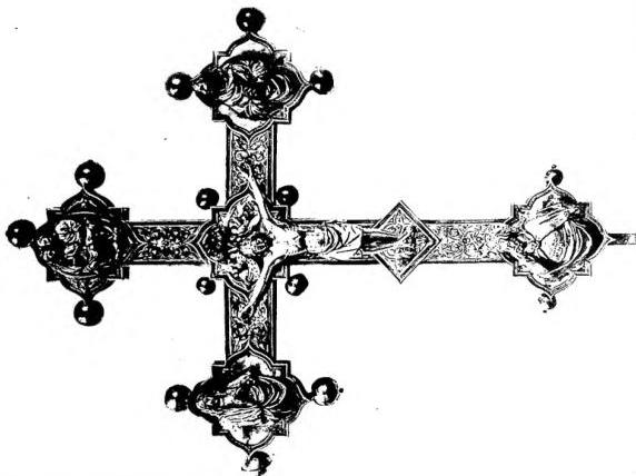 Left: REPOUSSÉ CROSS, precious stones and chasing (14th cent.) - Biblioteca Vaticana, Museo Sacro: Sancta Sanctorum. Right: CROSS IN REPOUSSÉ AND NIELLOED SILVER. Work by Paolo Vanni da Perugia (15th cent.) - Spello, church of S. Maria Maggiore.