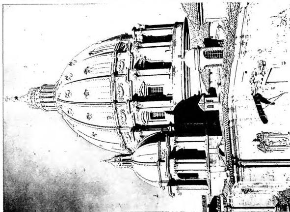 Right: INTERIOR OF THE DOME OF ST. PETER'S. Work by Michelangelo and execution by G. Della Porta and D. Fontana (1550-1600).